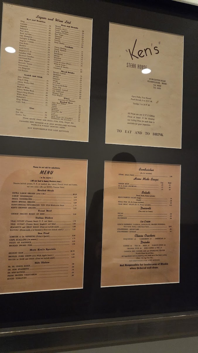Ken's Steak House Photo Menu 1
