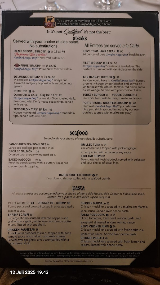 Ken's Steak House Photo Menu 3