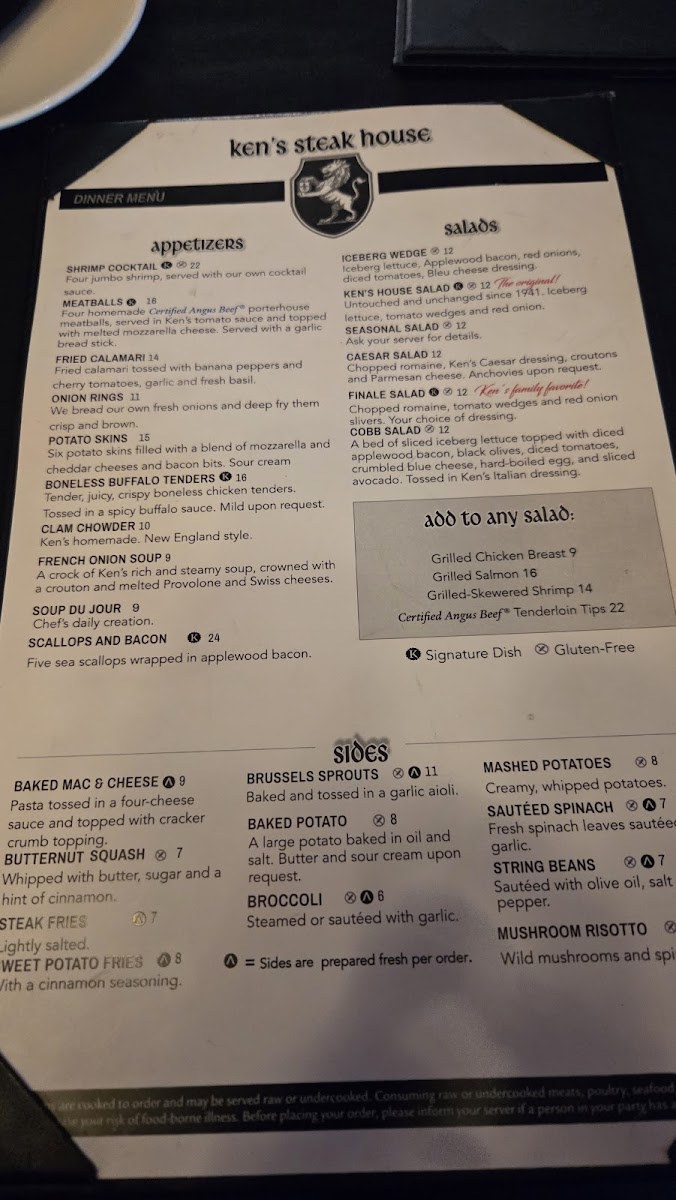 Ken's Steak House Photo Menu 9
