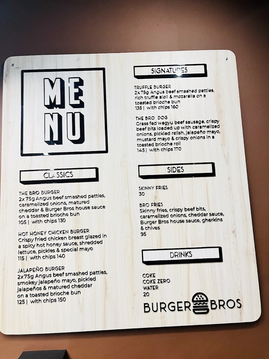 Burger Bros Norwood Photo Menu 2