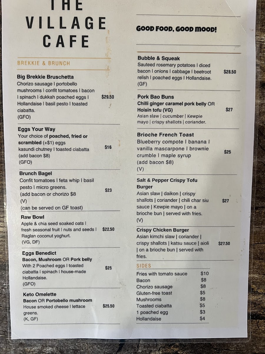 The Village Cafe Photo Menu 2