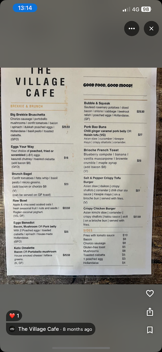 The Village Cafe Photo Menu 5