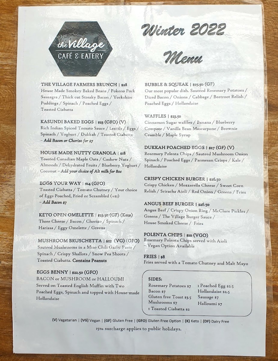 The Village Cafe Photo Menu 6