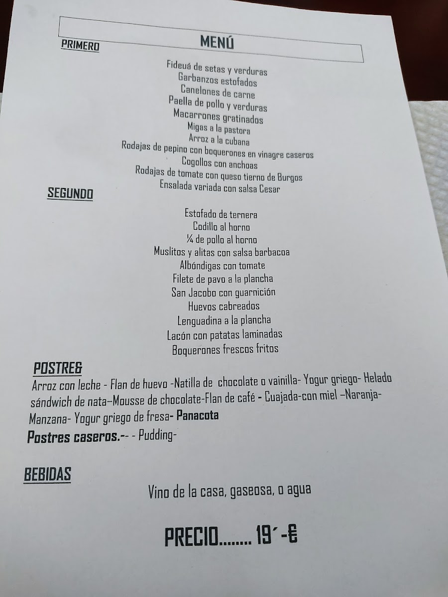 Cafetería Restaurante El Mesón Photo Menu 1
