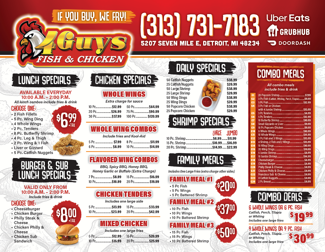 4 Guys Fish & Chicken Photo Menu 1