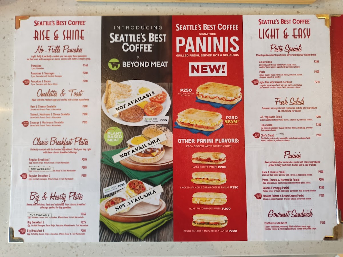 Seattle's Best Coffee Photo Menu 1