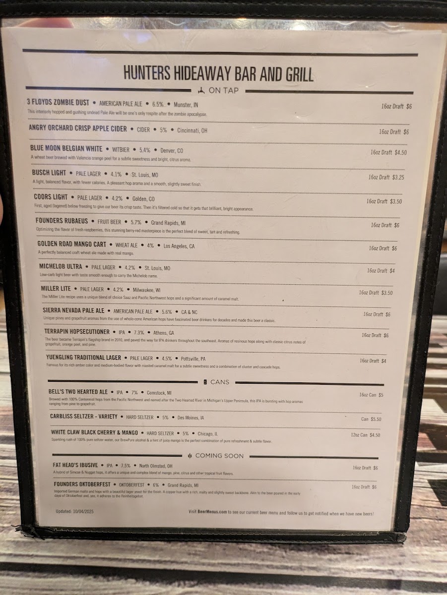 Hunters Hideaway Inc Photo Menu 1