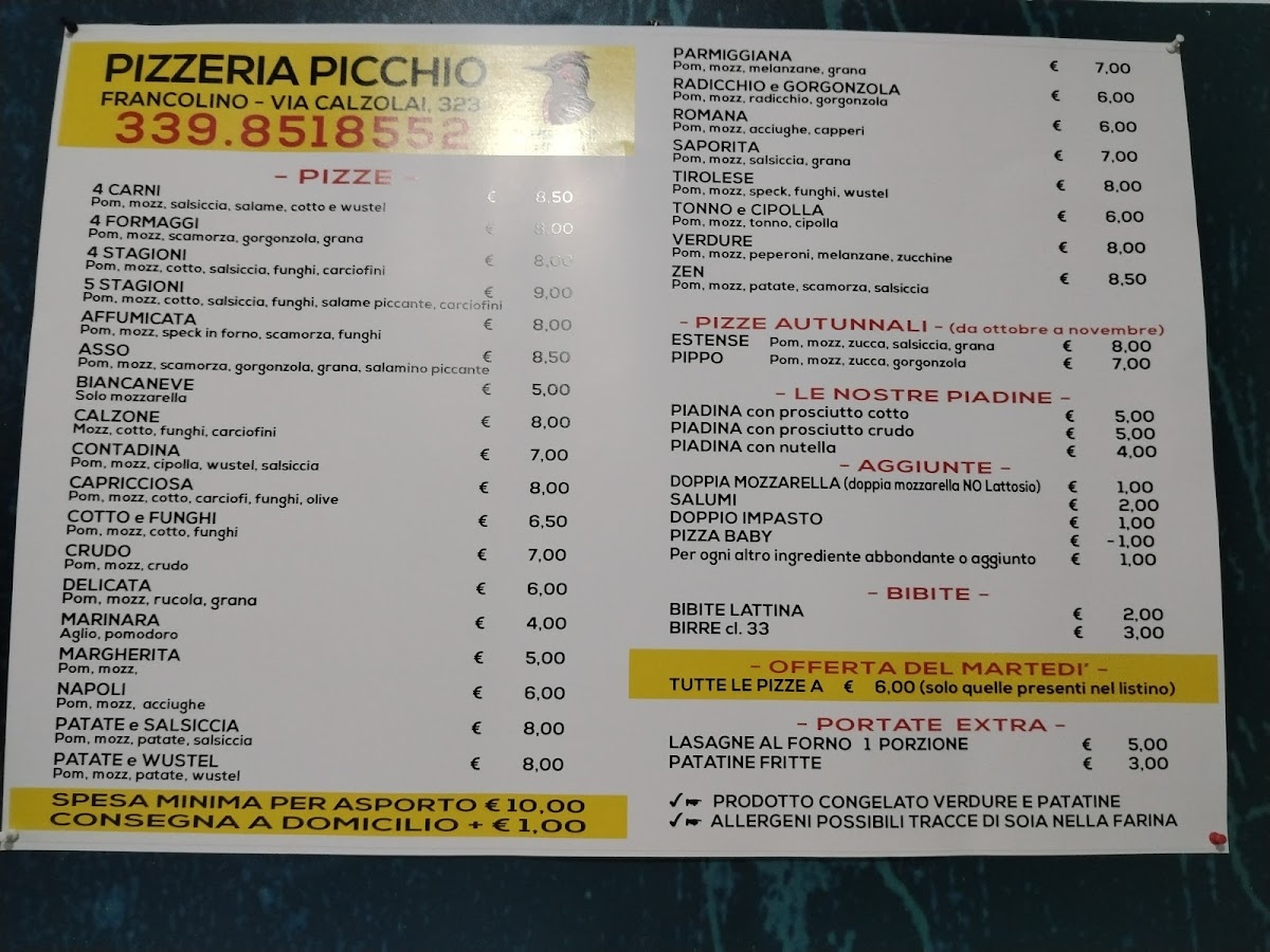 Pizza Picchio Photo Menu 1