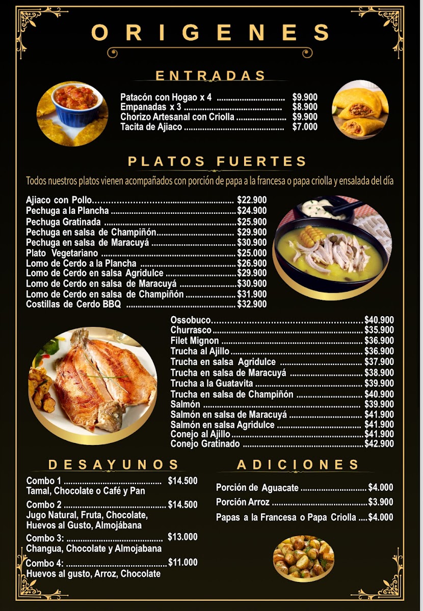 Origenes Restaurante Bar Photo Menu 2
