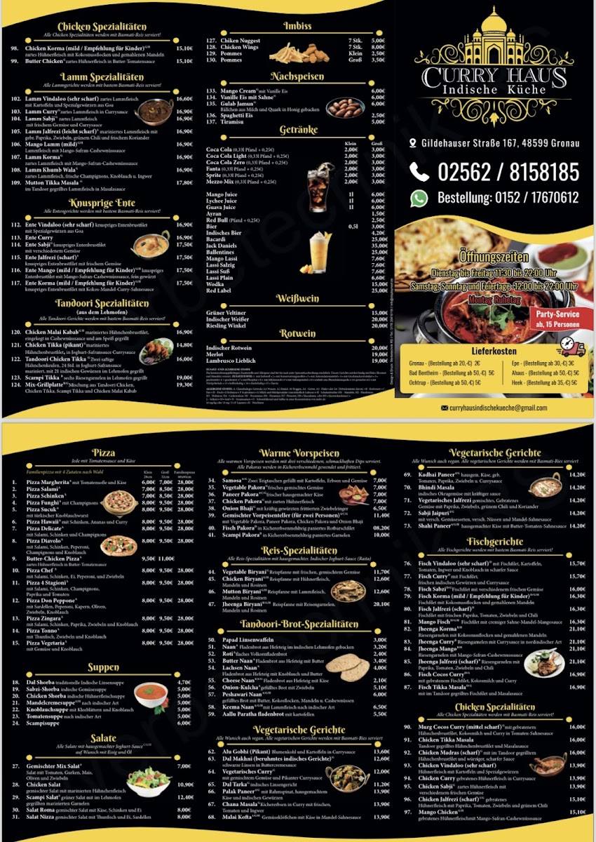 Hare Krishna Restaurant - Curry Haus, Indische Küche Photo Menu 2