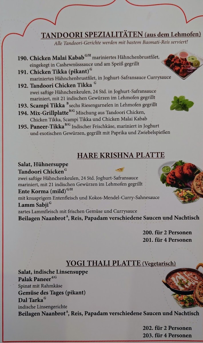 Hare Krishna Restaurant - Curry Haus, Indische Küche Photo Menu 4