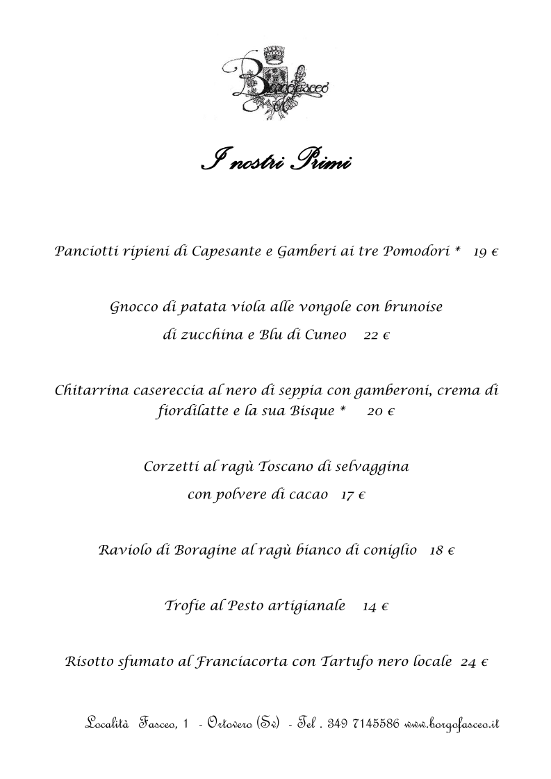 Relais Borgofasceo Ristorante & Camere Photo Menu 1