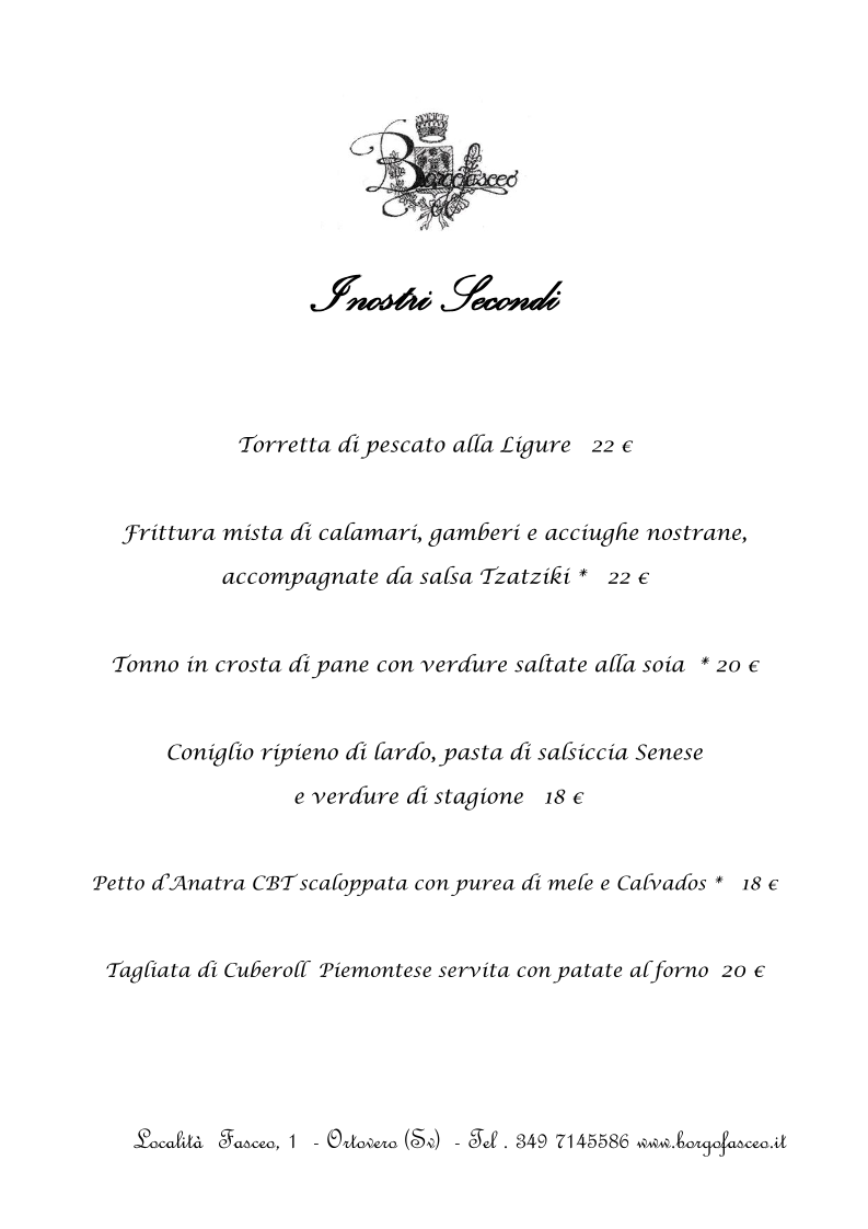 Relais Borgofasceo Ristorante & Camere Photo Menu 2