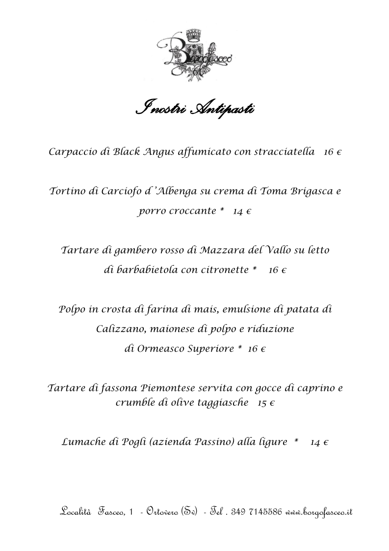 Relais Borgofasceo Ristorante & Camere Photo Menu 3