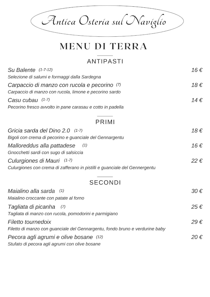 Antica Osteria sul Naviglio Photo Menu 1