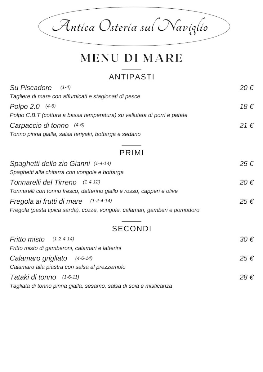 Antica Osteria sul Naviglio Photo Menu 2