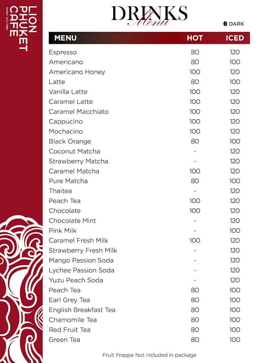 LION PHUKET CAFE Photo Menu 1