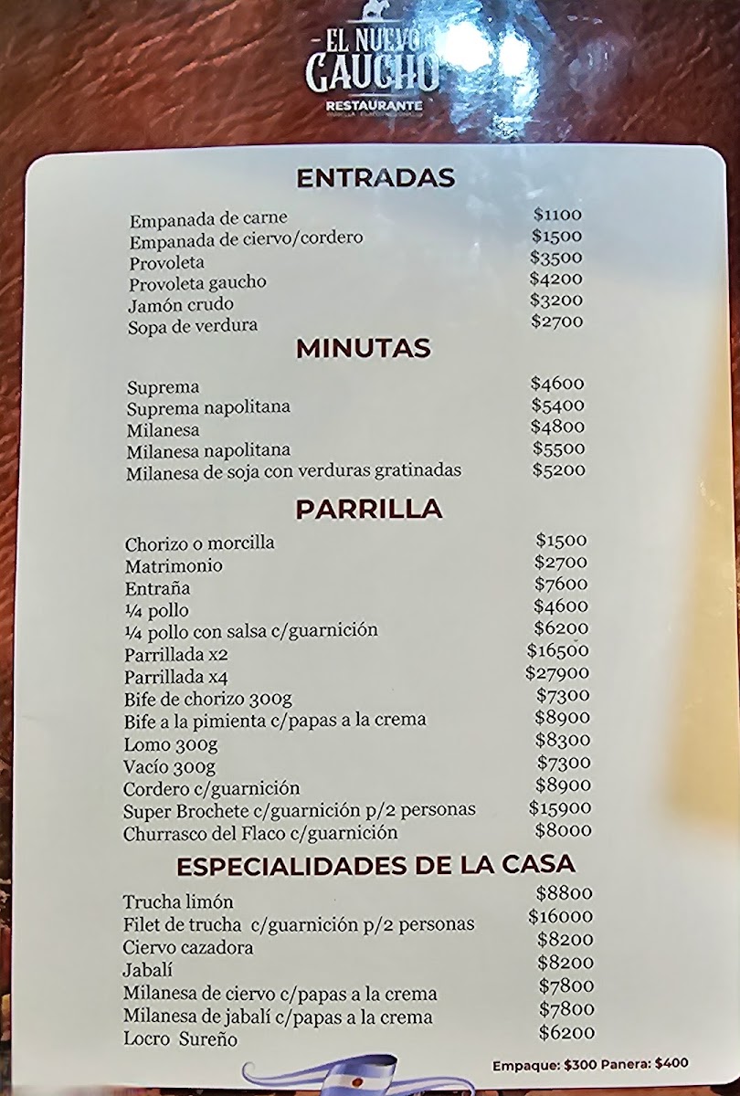 El Nuevo Gaucho Photo Menu 2