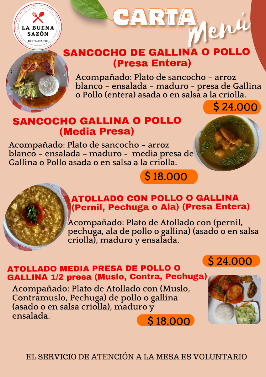 Restaurante La Buena Sazon Photo Menu 2