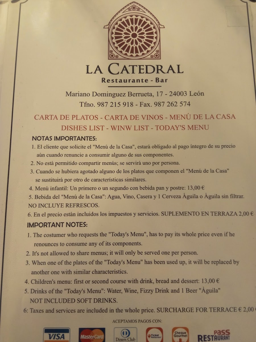 Restaurante La Catedral Photo Menu 3