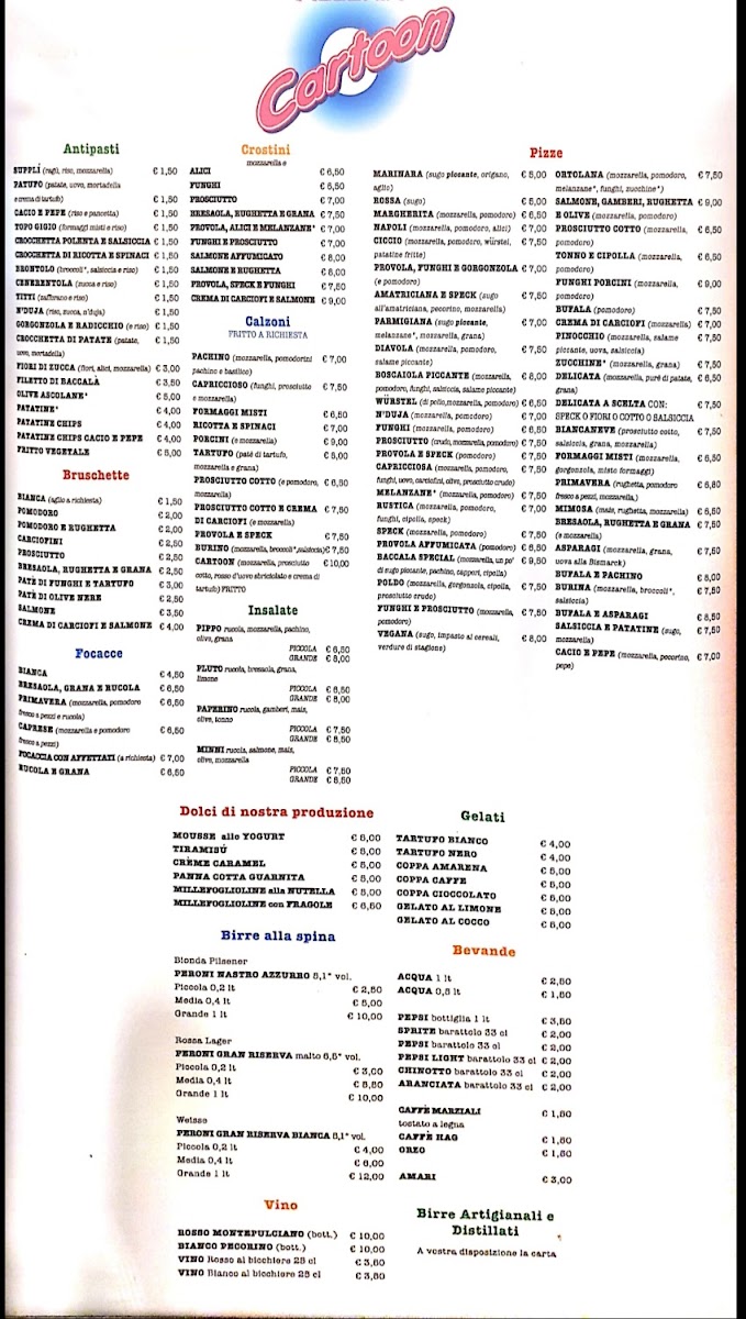 Cartoon Pizzeria Photo Menu 2