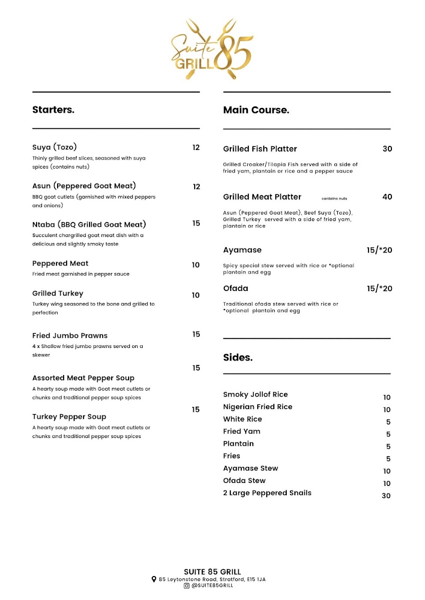 Suite 85 Grill Photo Menu 1