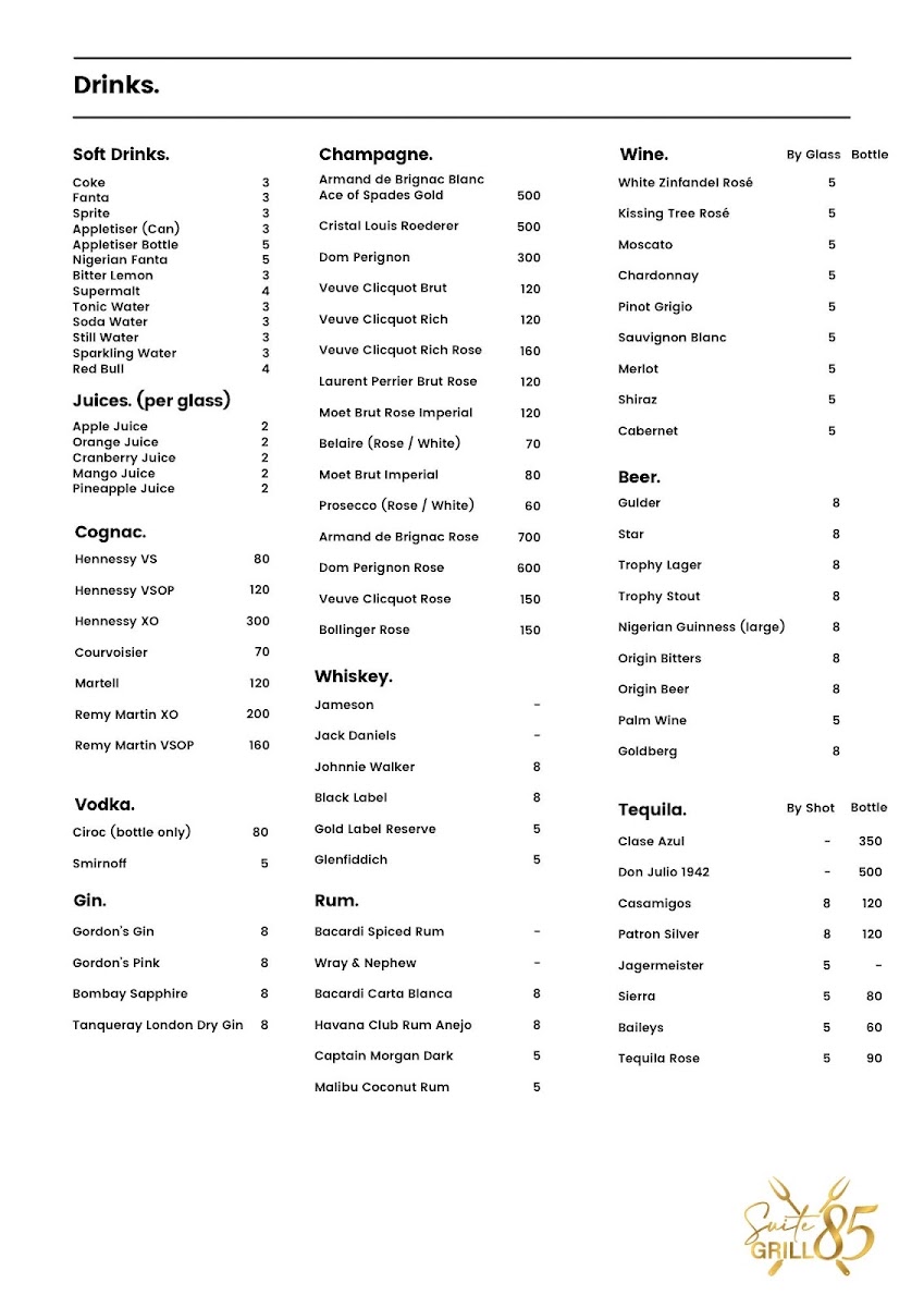 Suite 85 Grill Photo Menu 2