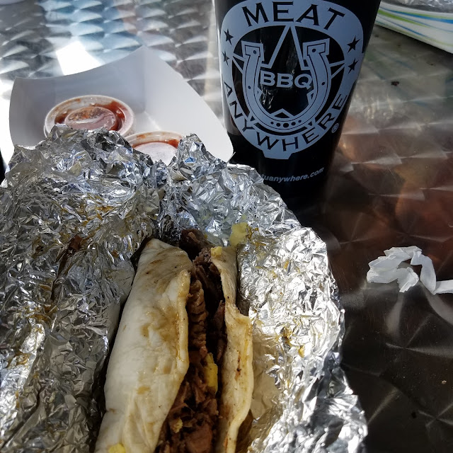Brisket Egg and Cheese Breakfast Taco