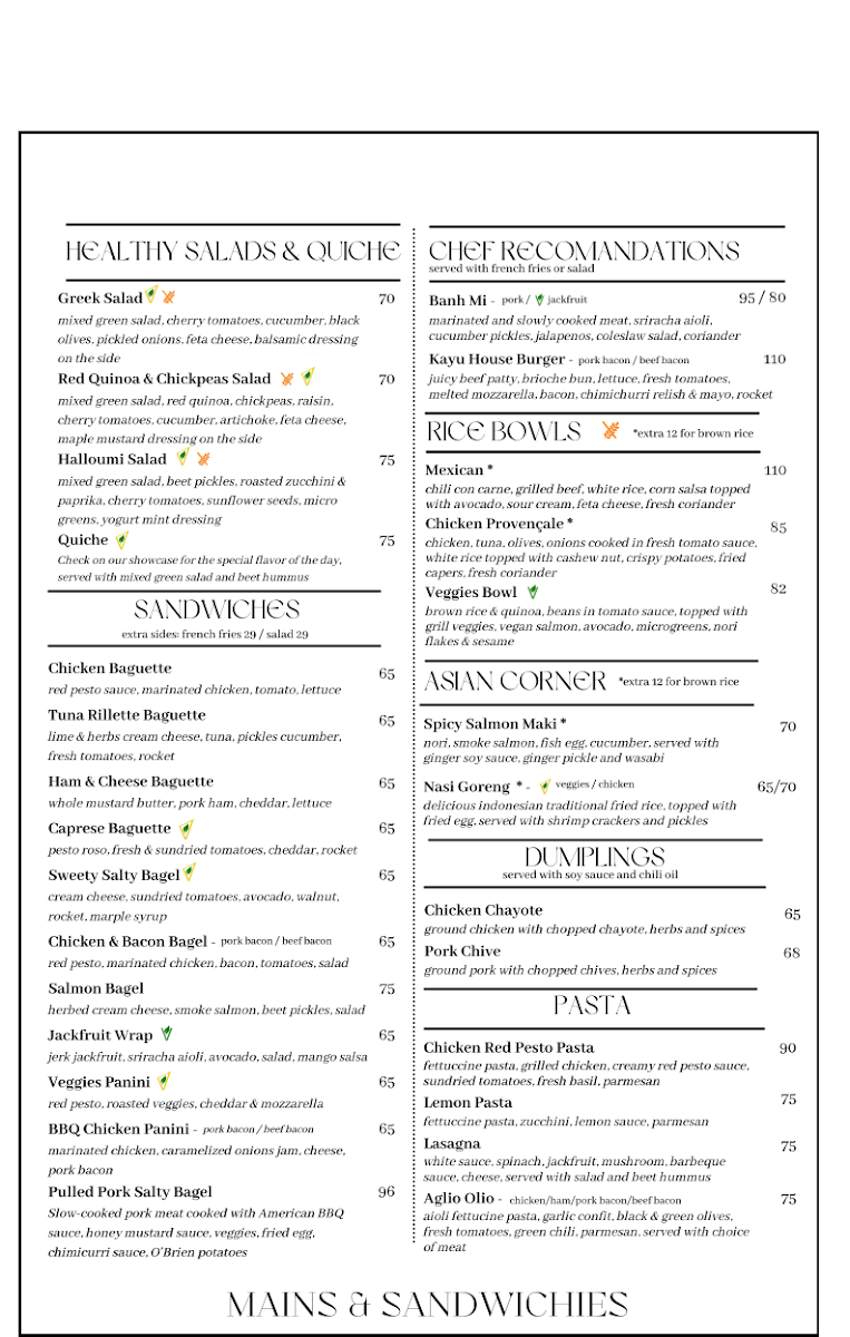 Kayu Cafe and Restaurant Photo Menu 3