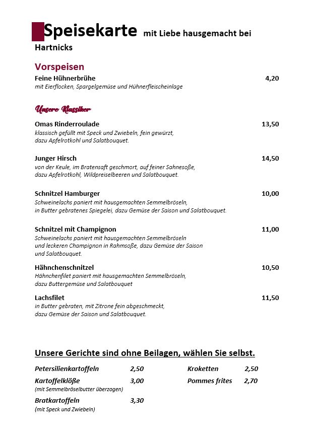 Restaurant & Partyservice Hartnick Photo Menu 2