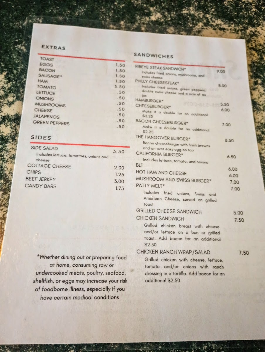 Shari's Bar & Grill Photo Menu 2