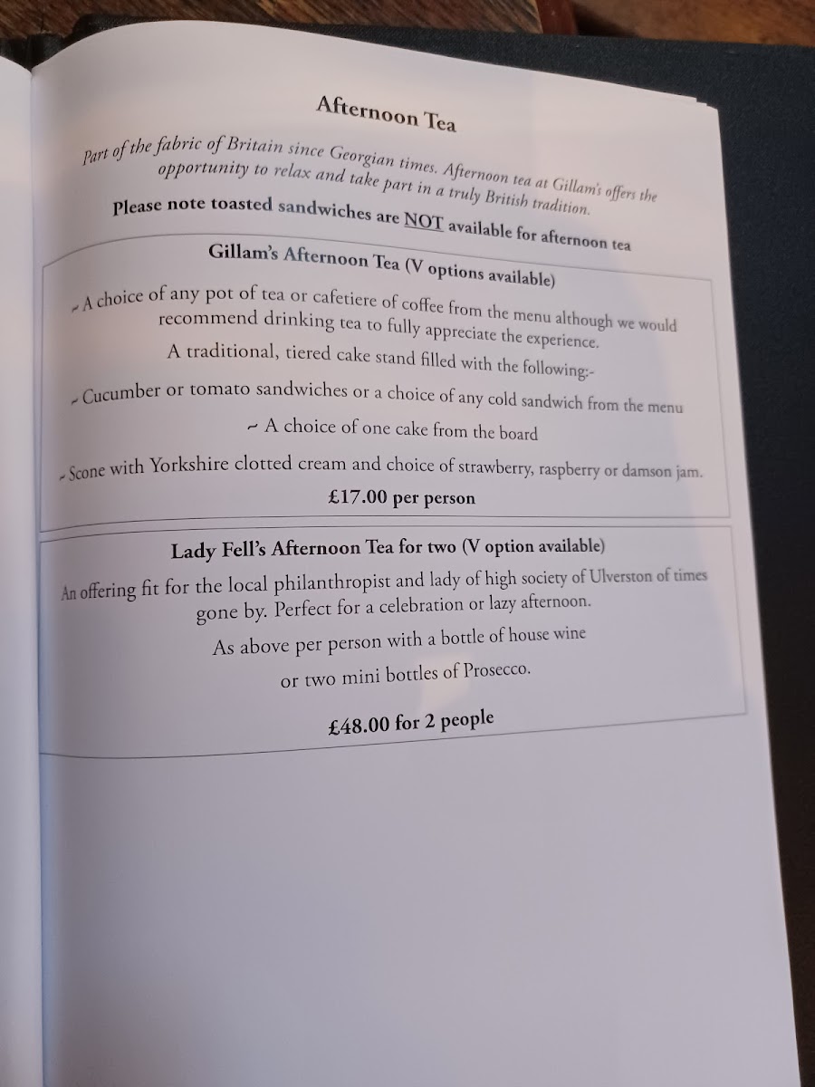 Gillam's Tearoom Ltd Photo Menu 10