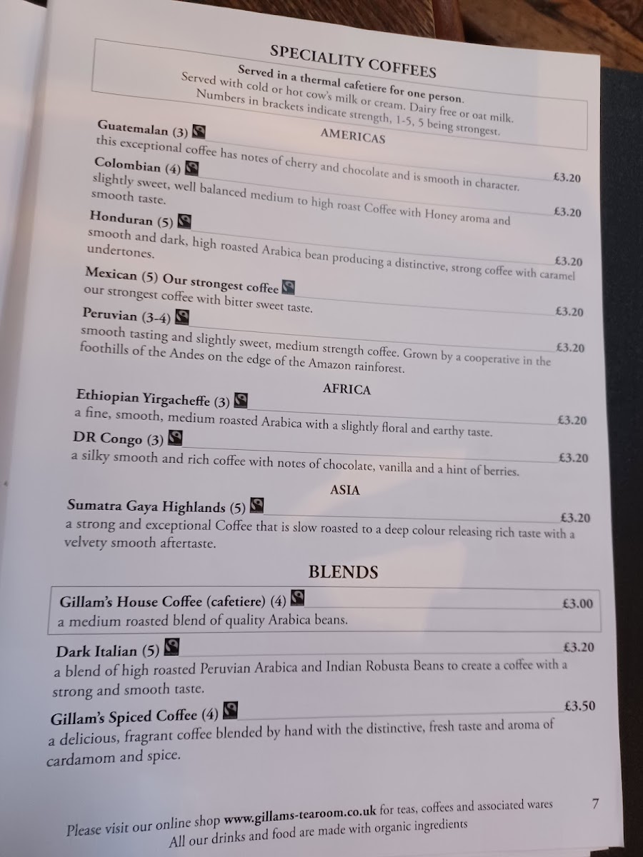 Gillam's Tearoom Ltd Photo Menu 2