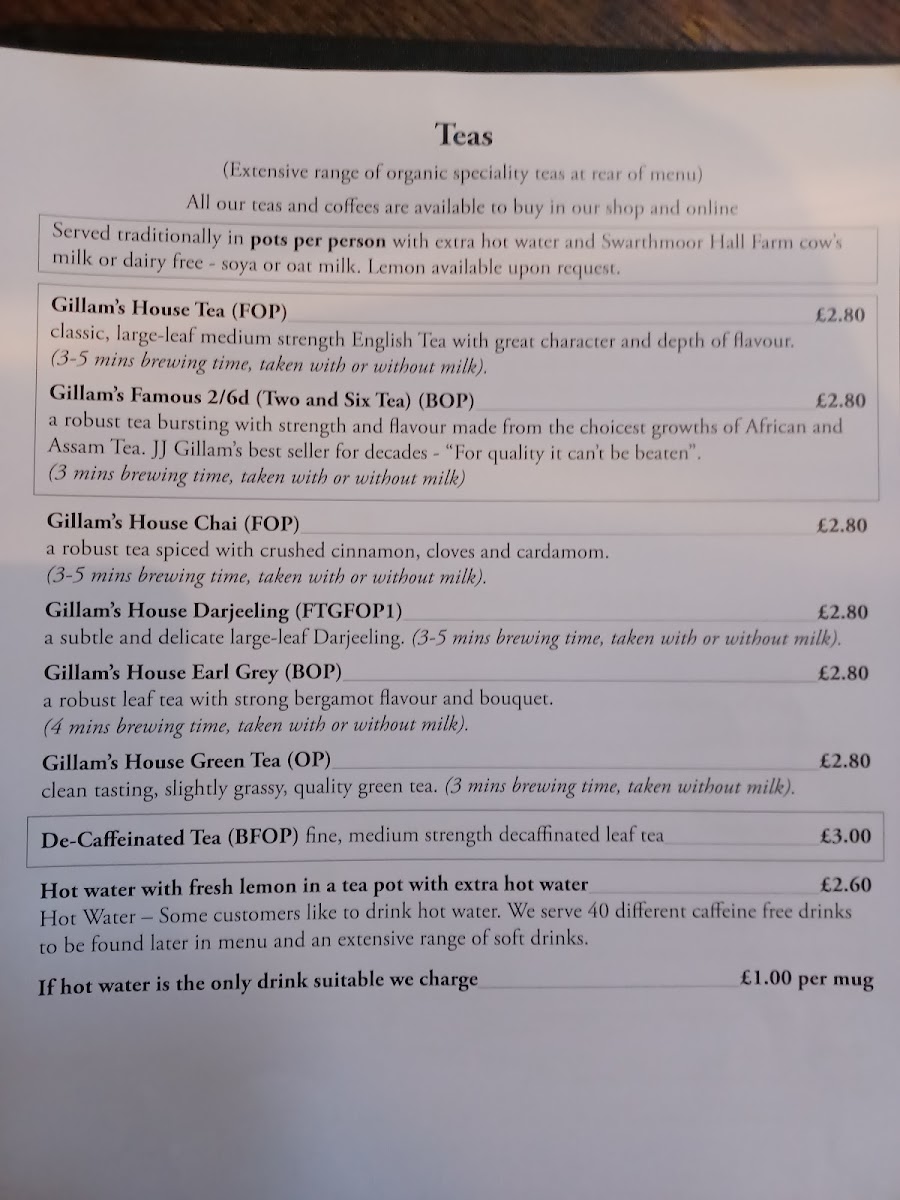 Gillam's Tearoom Ltd Photo Menu 4