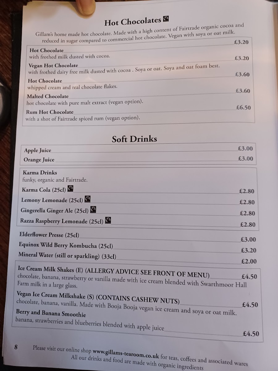 Gillam's Tearoom Ltd Photo Menu 8
