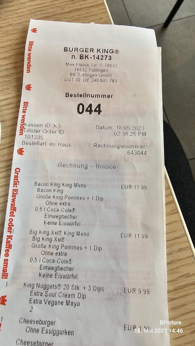 Burger King Tuttlingen Photo Menu 3