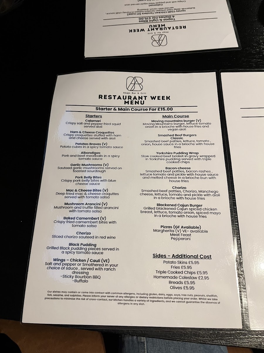 Abajo Bar & Grill Photo Menu 1