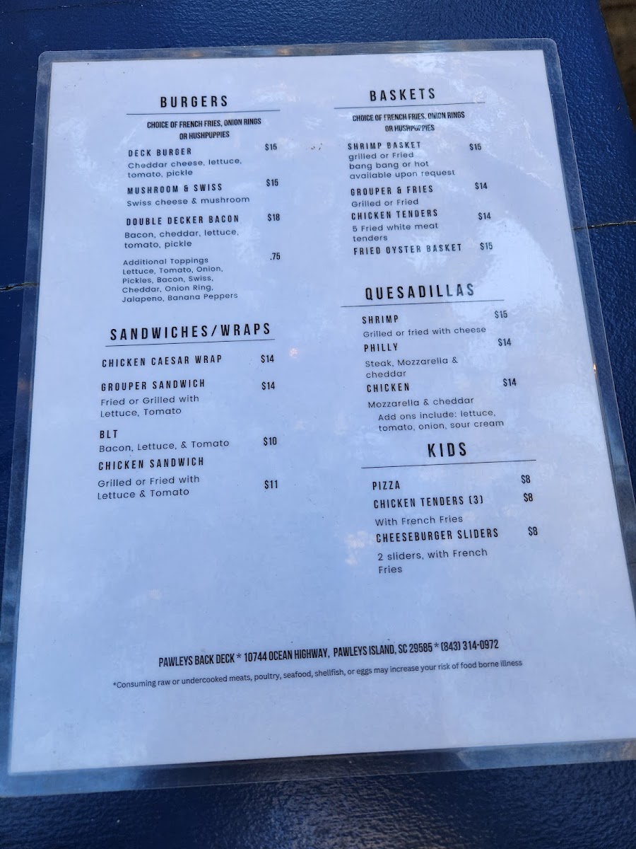 Pawleys Back Deck 'Bar & Grill' Photo Menu 4