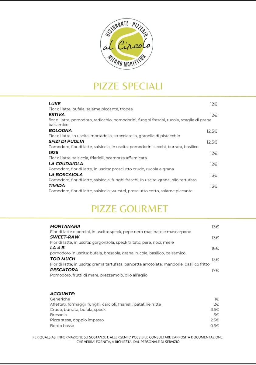Ristorante Pizzeria ● Al Circolo Tennis Photo Menu 9
