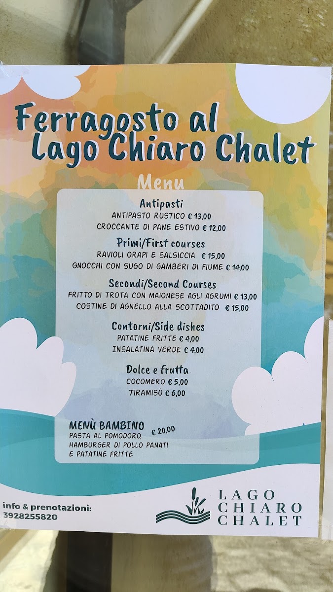 Lago Chiaro Chalet Photo Menu 1