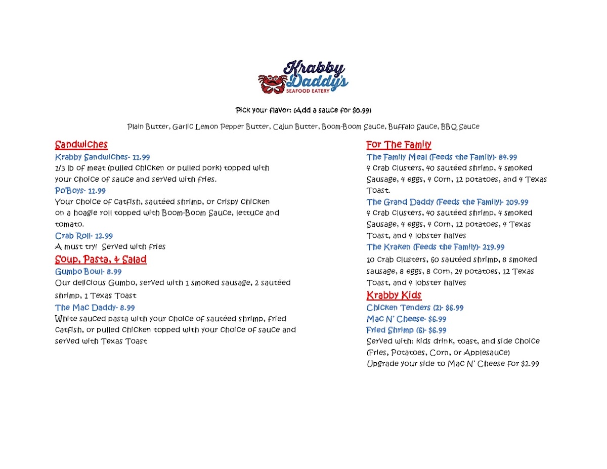 Krabby Daddy's Seafood Eatery Photo Menu 9