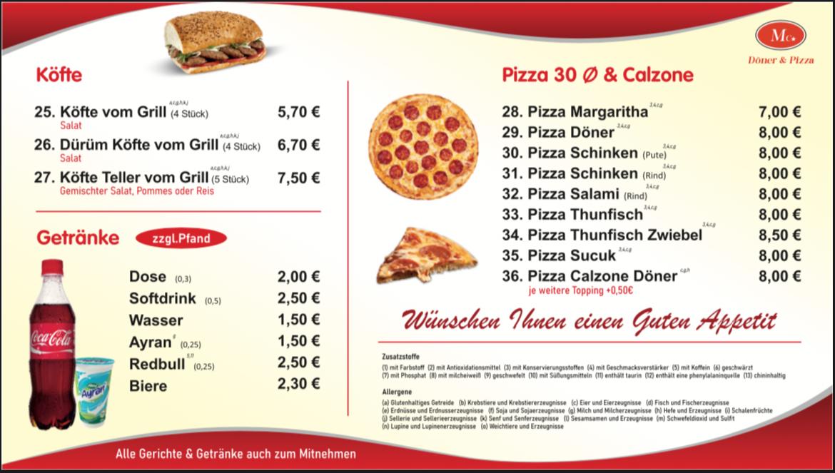 Mc.Döner & Pizza Photo Menu 2
