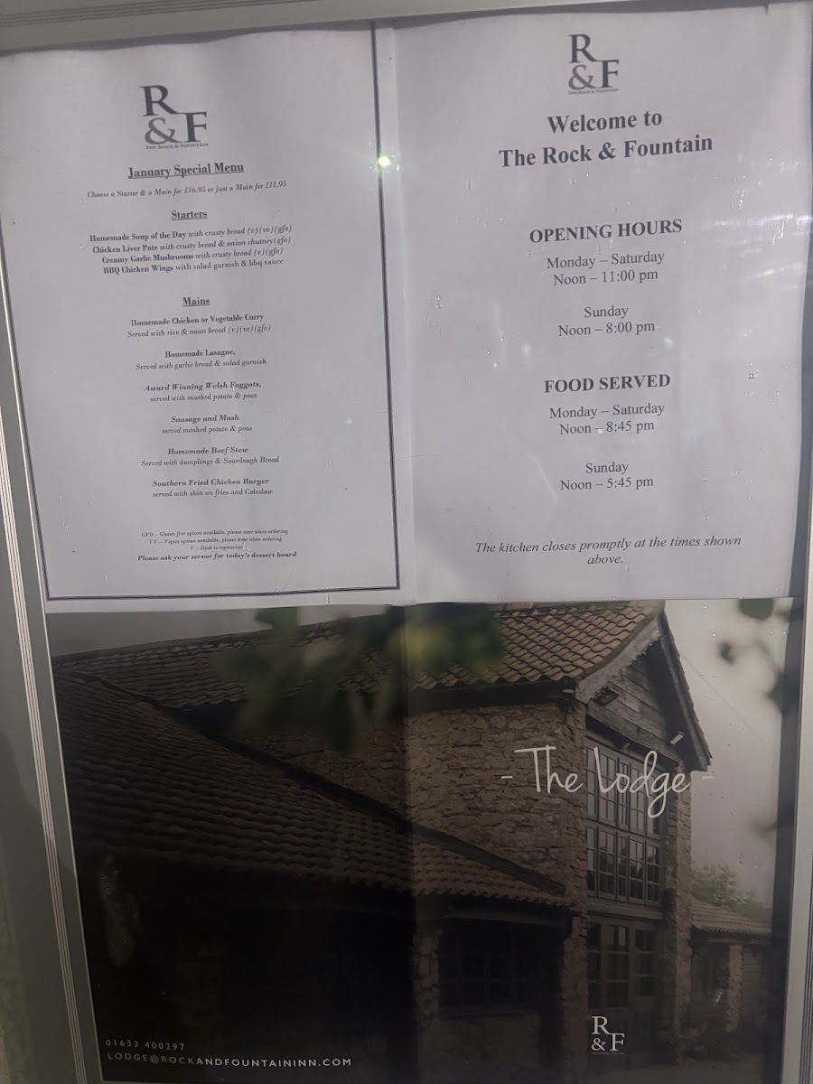 The Rock & Fountain Inn Photo Menu 2