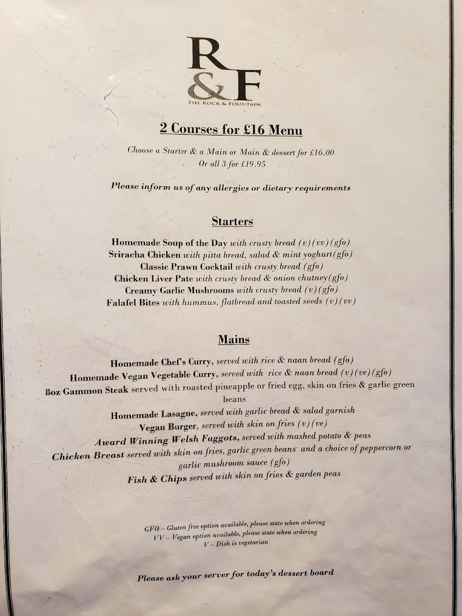 The Rock & Fountain Inn Photo Menu 6