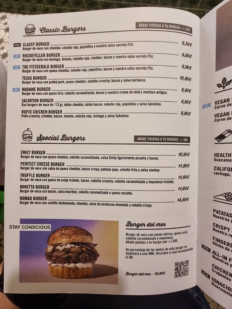 The Fitzgerald Burger Company Photo Menu 1