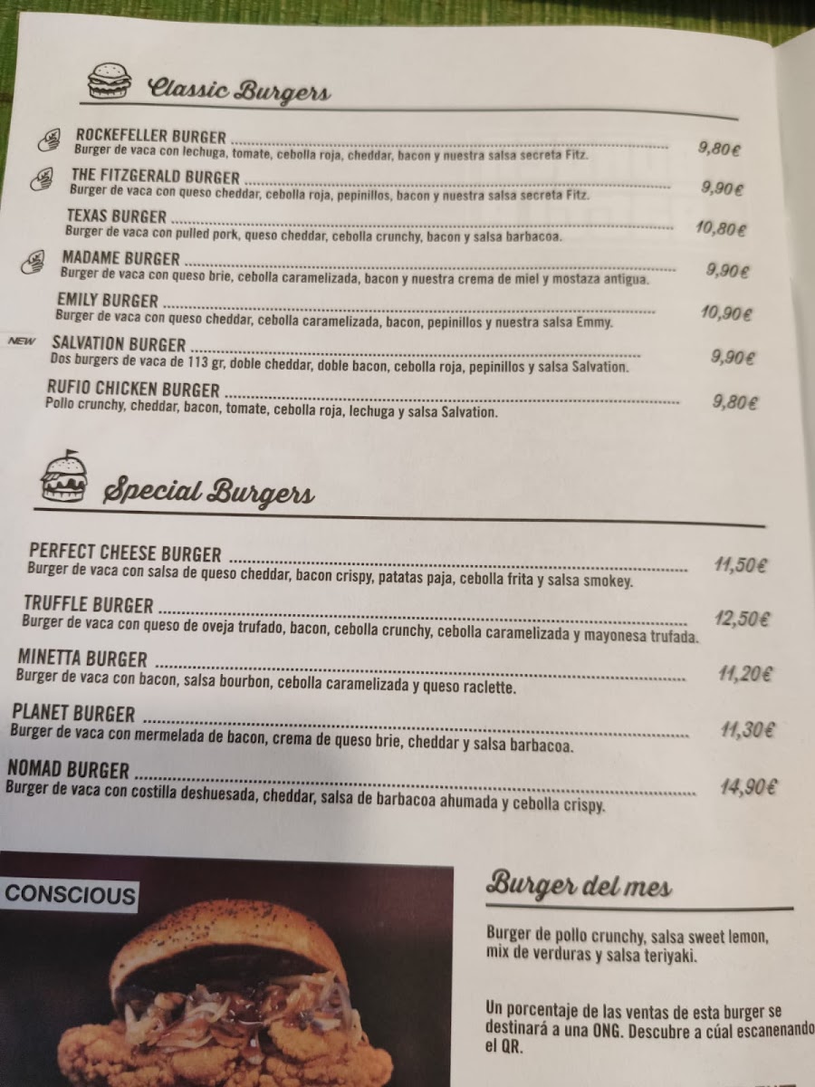 The Fitzgerald Burger Company Photo Menu 6