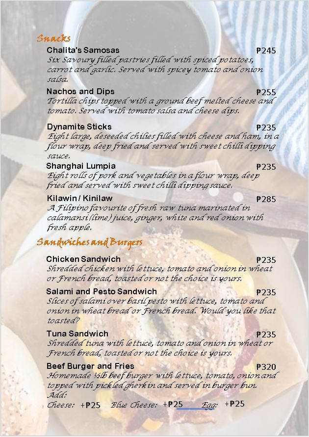The Halfway Cafe Photo Menu 3