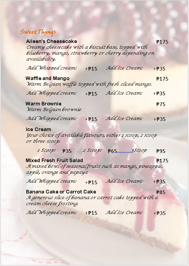 The Halfway Cafe Photo Menu 4