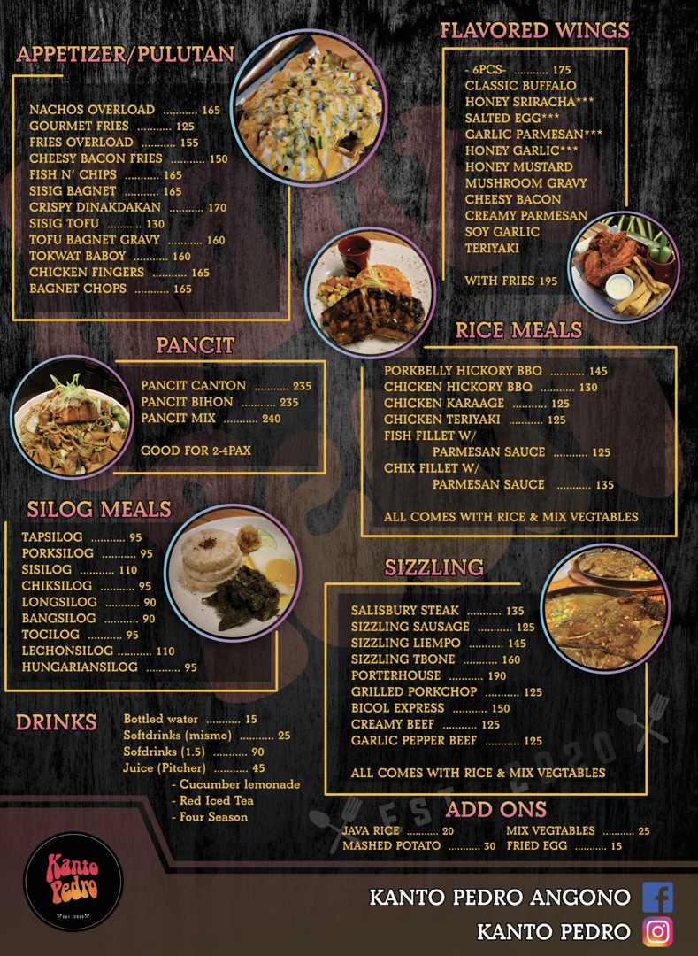 Kanto Pedro Photo Menu 1