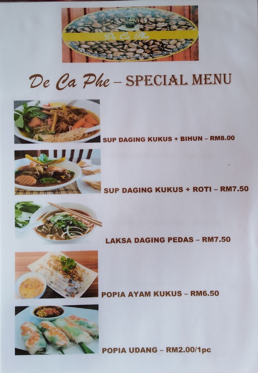 De Ca Phe, Vietnamese Coffee & Noodles Photo Menu 10
